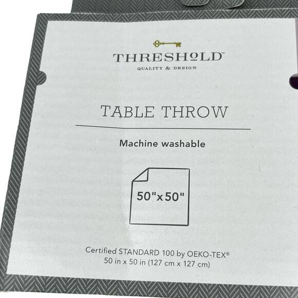 Threshold Table Throw Tablecloth Scarf Beige Medallion Ikat Table 50" x 50" New - Picture 5 of 11